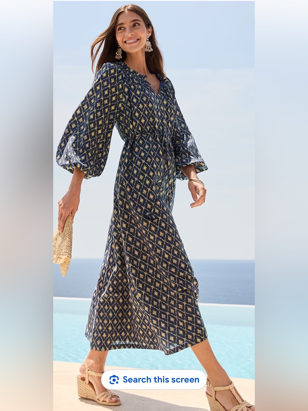 NWOT Tommy Bahama Diamond Cay Linen Blend Maxi Dress Size S/P Balloon Sleev